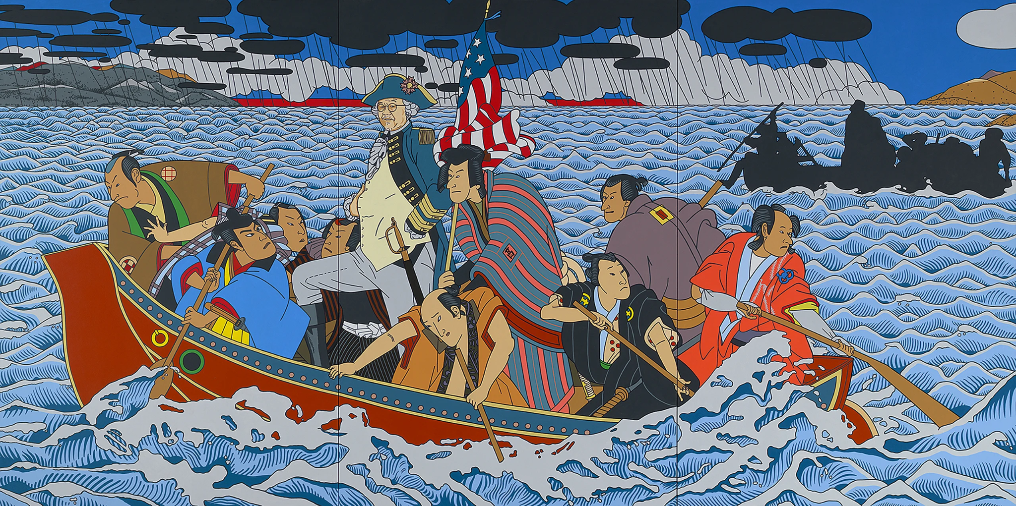 Detail of Roger Shimomura’s Shimomura Crossing the Delaware.