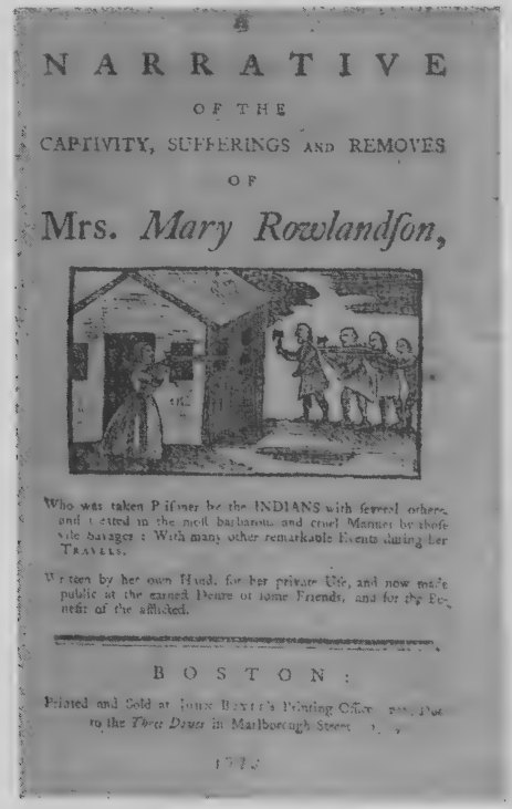 Printed title page of the 1773 edition of Mary Rowlandson’s account of her captivity among Native Americans.